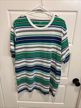 Levi's Green Blue White Striped Short Sleeve Tee